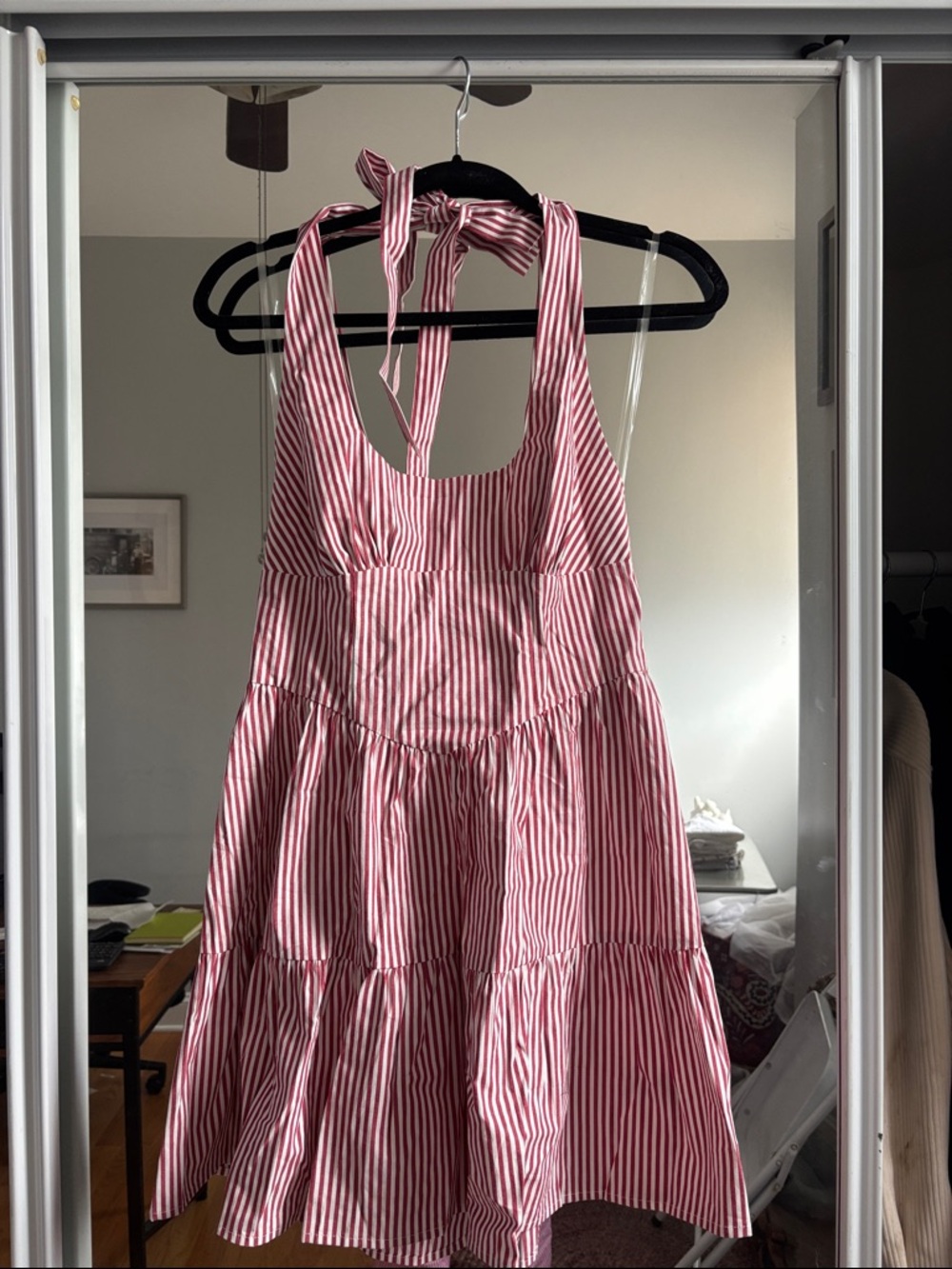 wild fable Red and White Striped Halter Tiered Sundress
